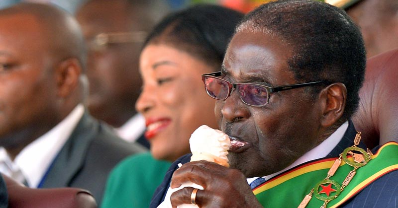Robert Mugabe having Ice Cream