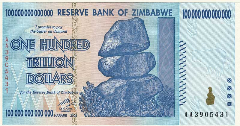 100 Trillion Note - Zimbabwe