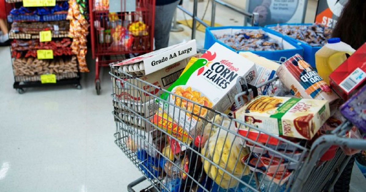 groceries food shopping cart corn flakes