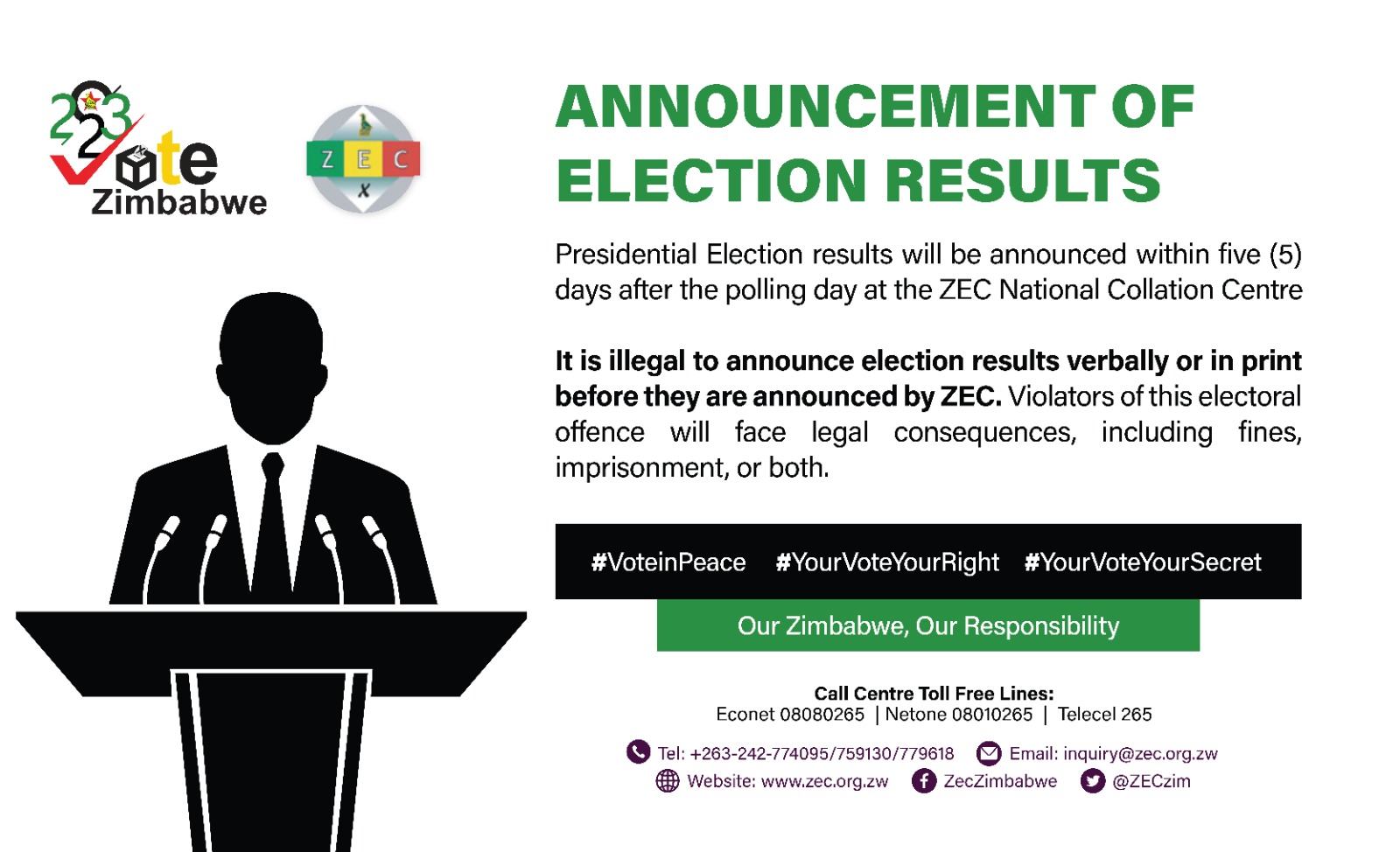 ZEC: It's Illegal To Prematurely Announce Election Results Before